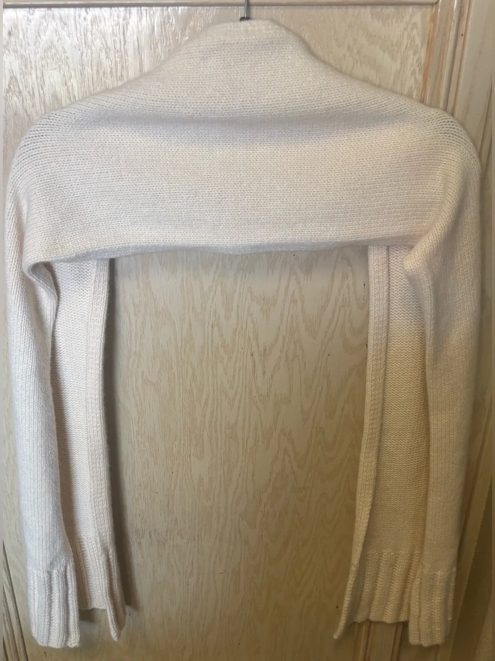 TSE 100% Puré Cashmere Knit Scarf Ivory Cream 11x62” Quiet Luxury